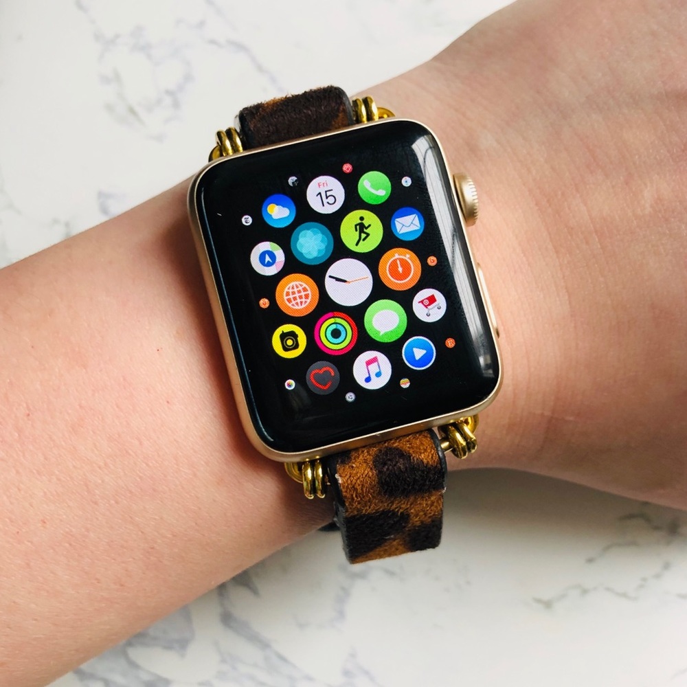 {MARJORIE} leather leopard Apple Watch Band strap - Picture 2 of 6